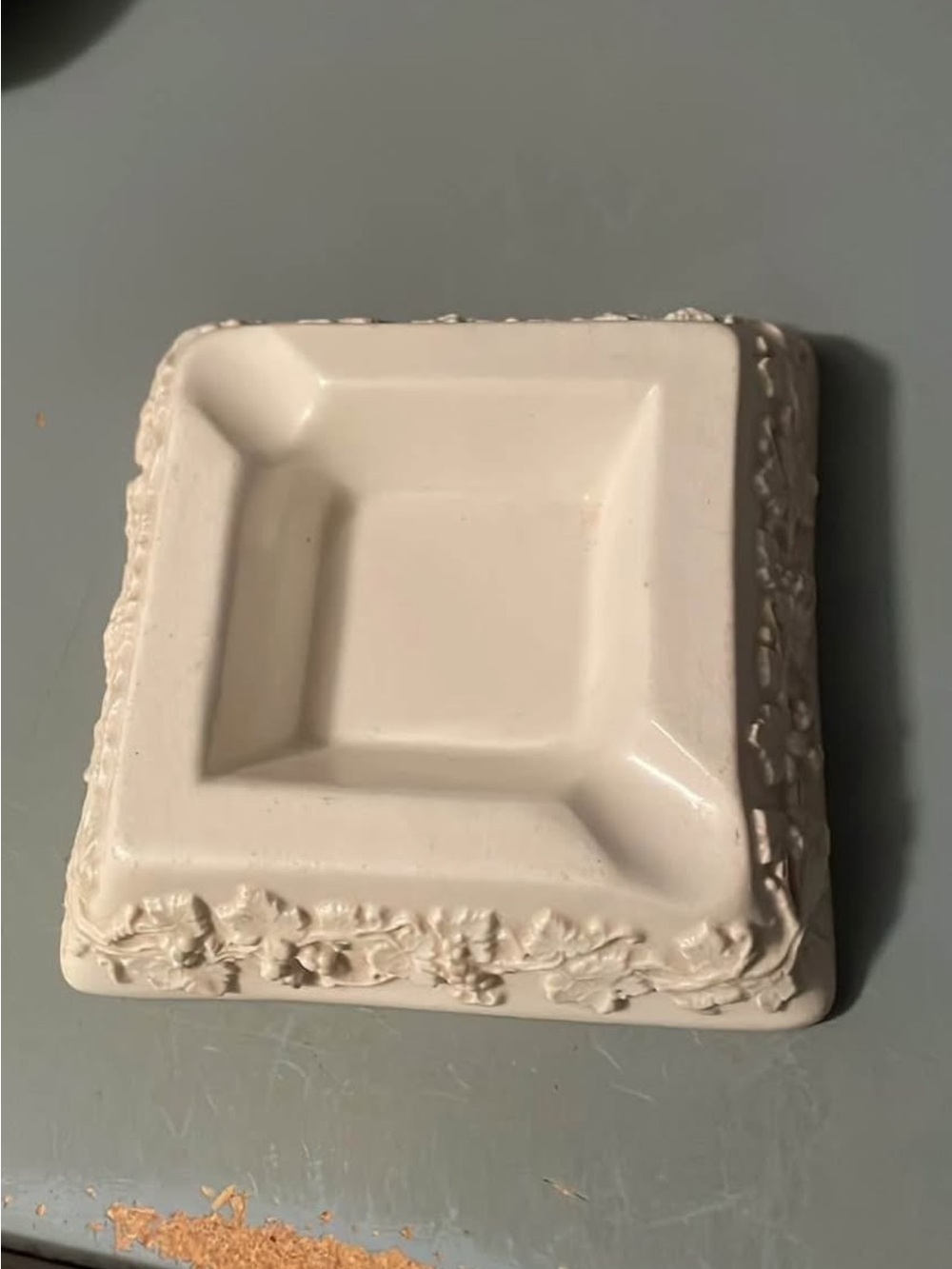 Vintage Square Wedgewood Ashtray with Floral Relief
